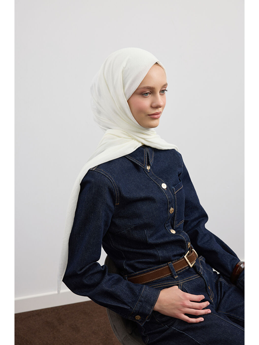 Organik Crash Şal Ekru-4