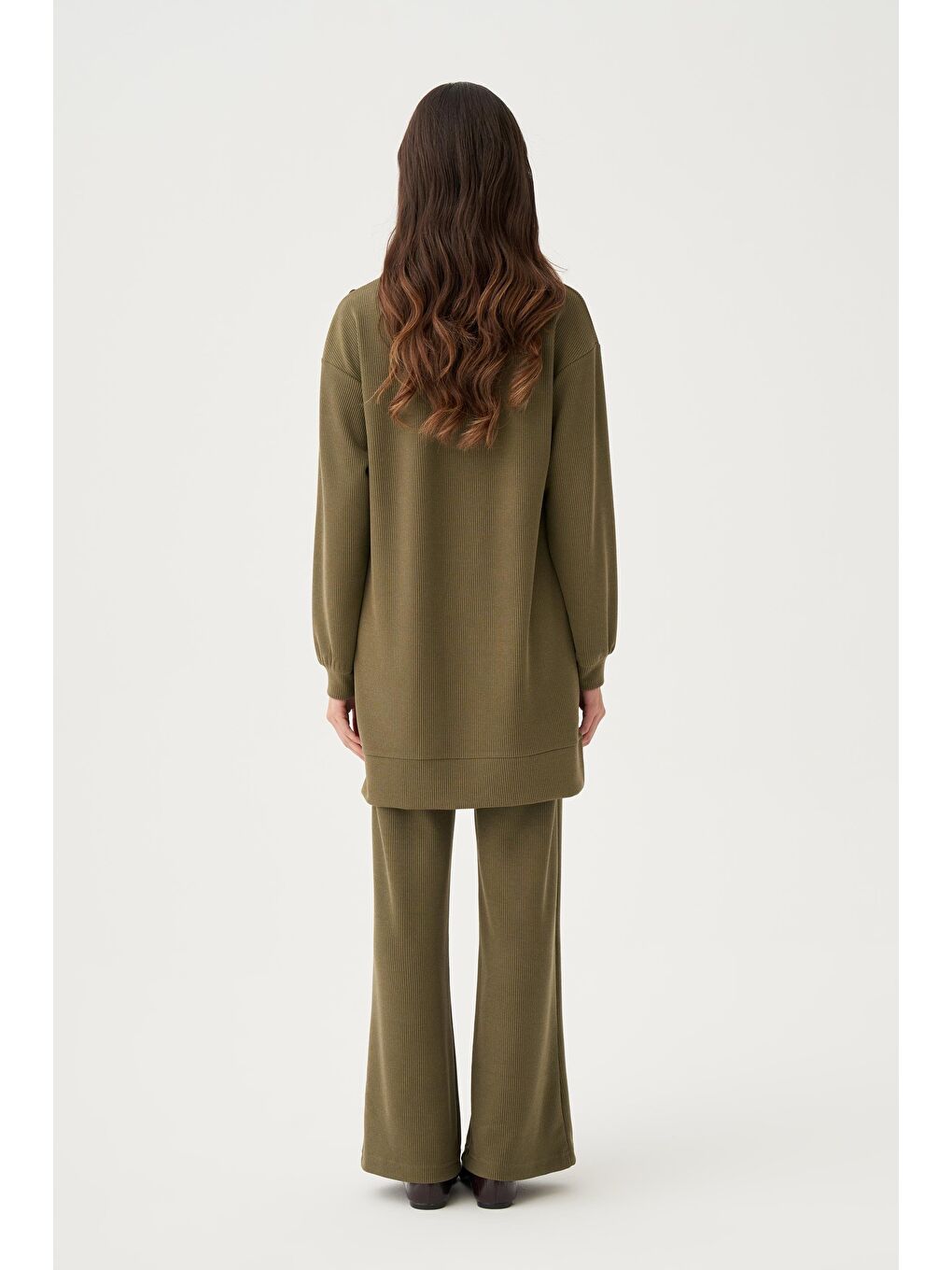 Haki-Fitilli Dökümlü Pantolonlu Takım-2