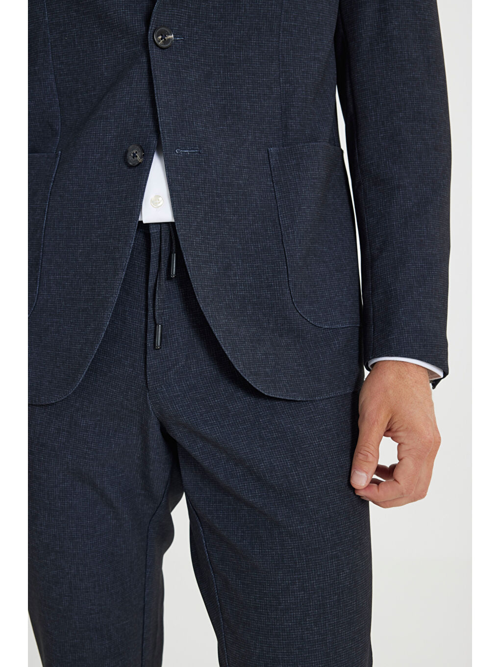 Erkek Antrasit Slim Fit Dar Kesim Mono Yaka Çizgili Takım Elbise-5