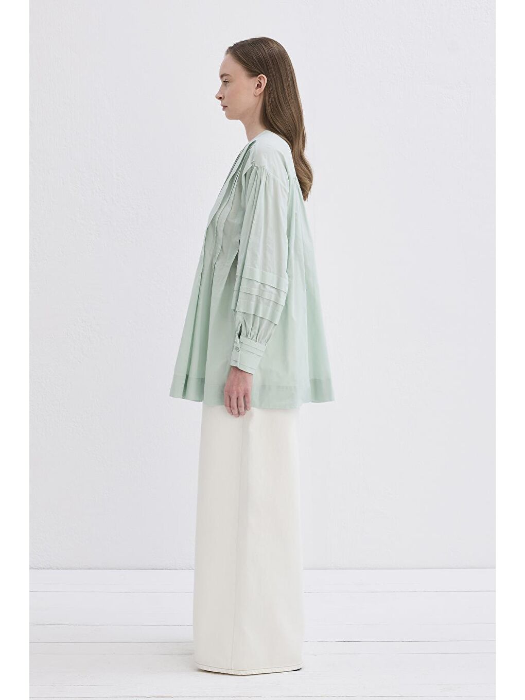 Yeşil Henri Vual Nervürlü Gömlek Mint-3