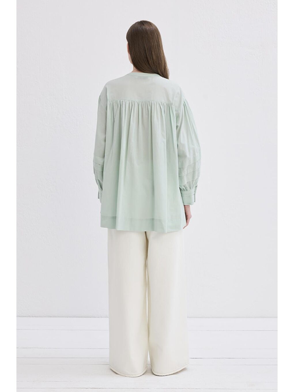 Yeşil Henri Vual Nervürlü Gömlek Mint-4