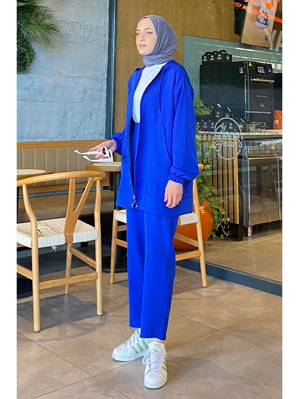 Bonita Fermuarlı Scuba Takım Saks Mavisi-1