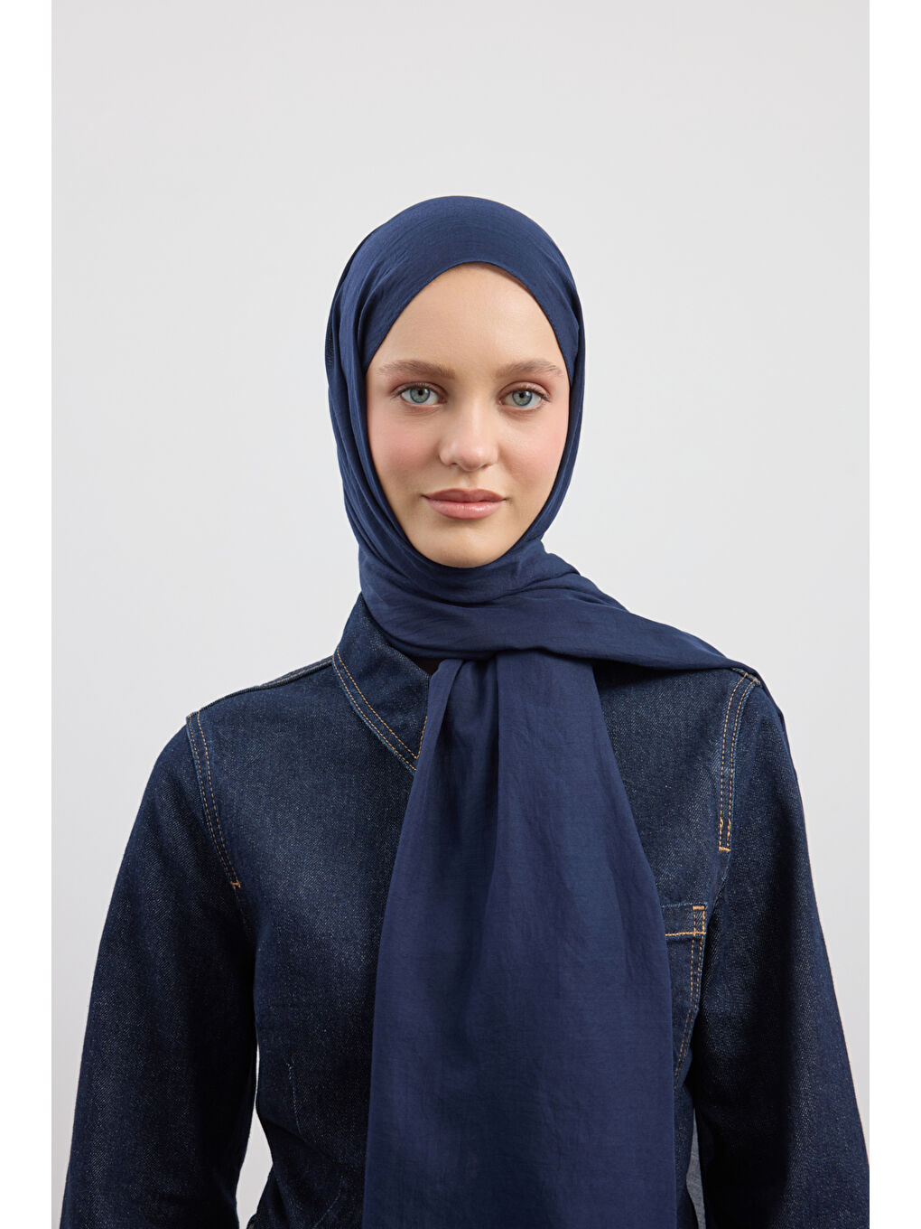 Organik Crash Şal Lacivert-2