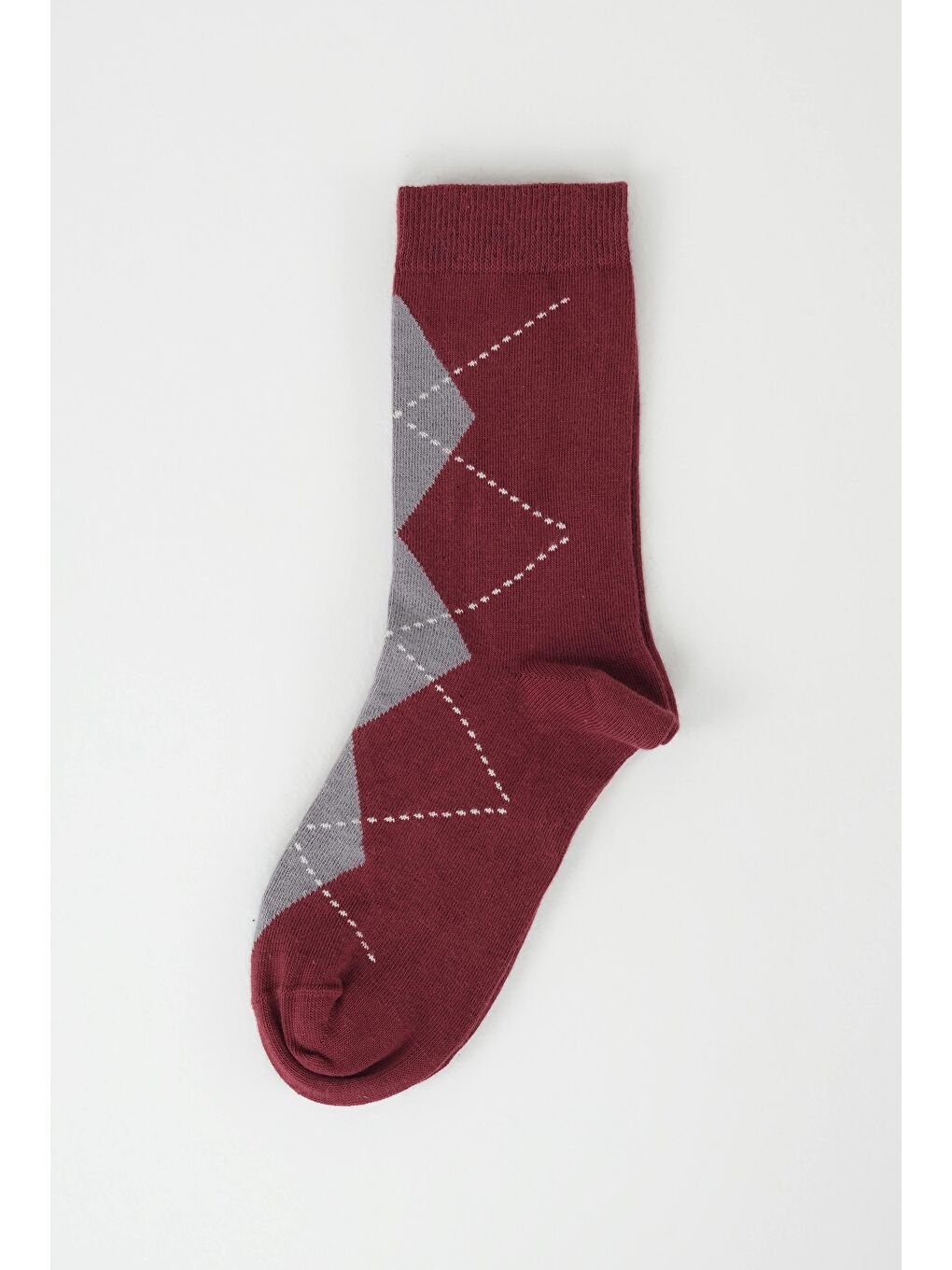 Baklava Desen Soket Çorap Bordo-Gri-1