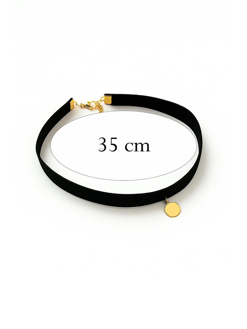 Siyah Pul Uçlu Tasma Choker Kolye-3
