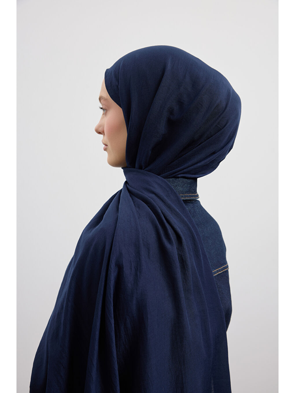 Organik Crash Şal Lacivert-5