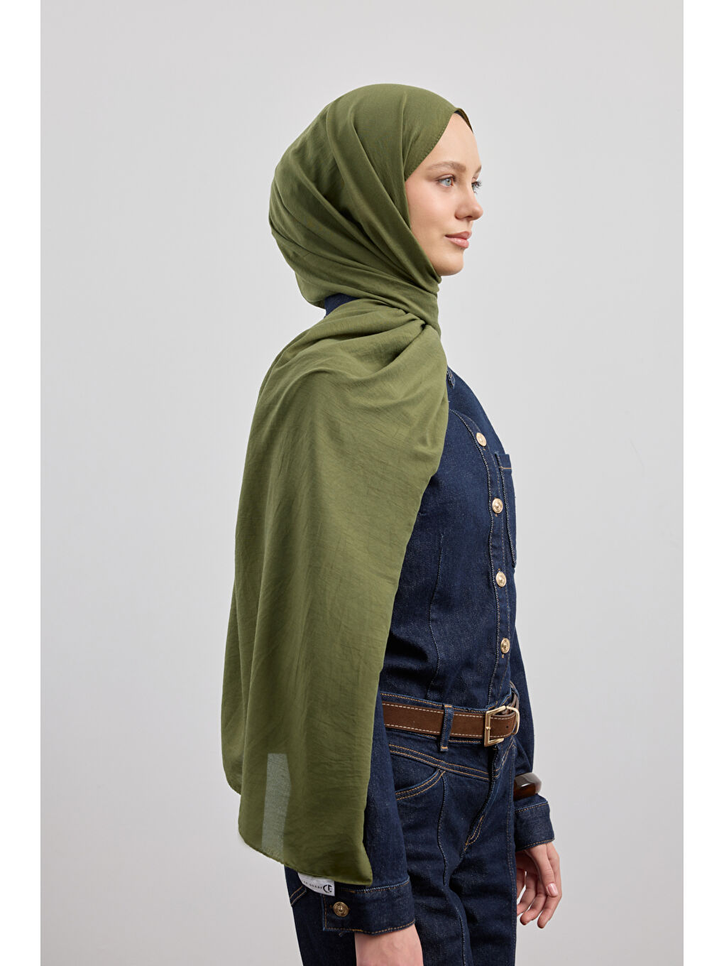 Organik Crash Şal Haki Yeşil-3