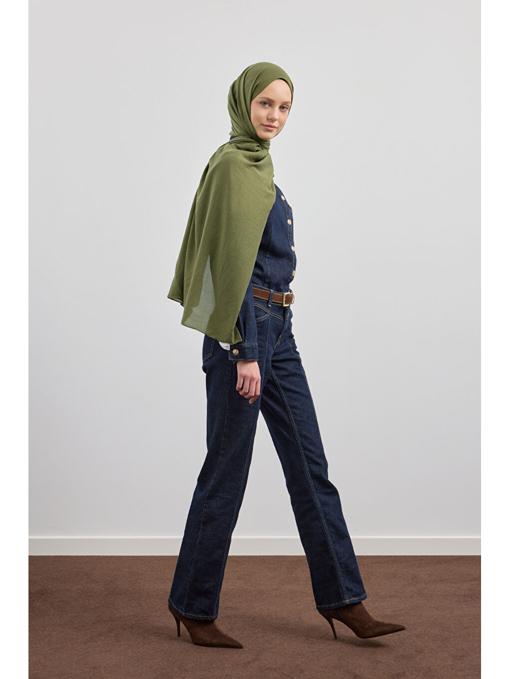 Organik Crash Şal Haki Yeşil-4