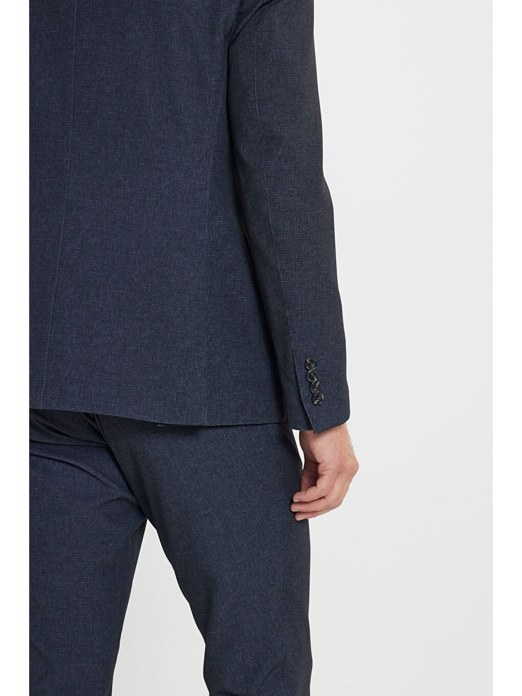 Erkek Antrasit Slim Fit Dar Kesim Mono Yaka Çizgili Takım Elbise-6