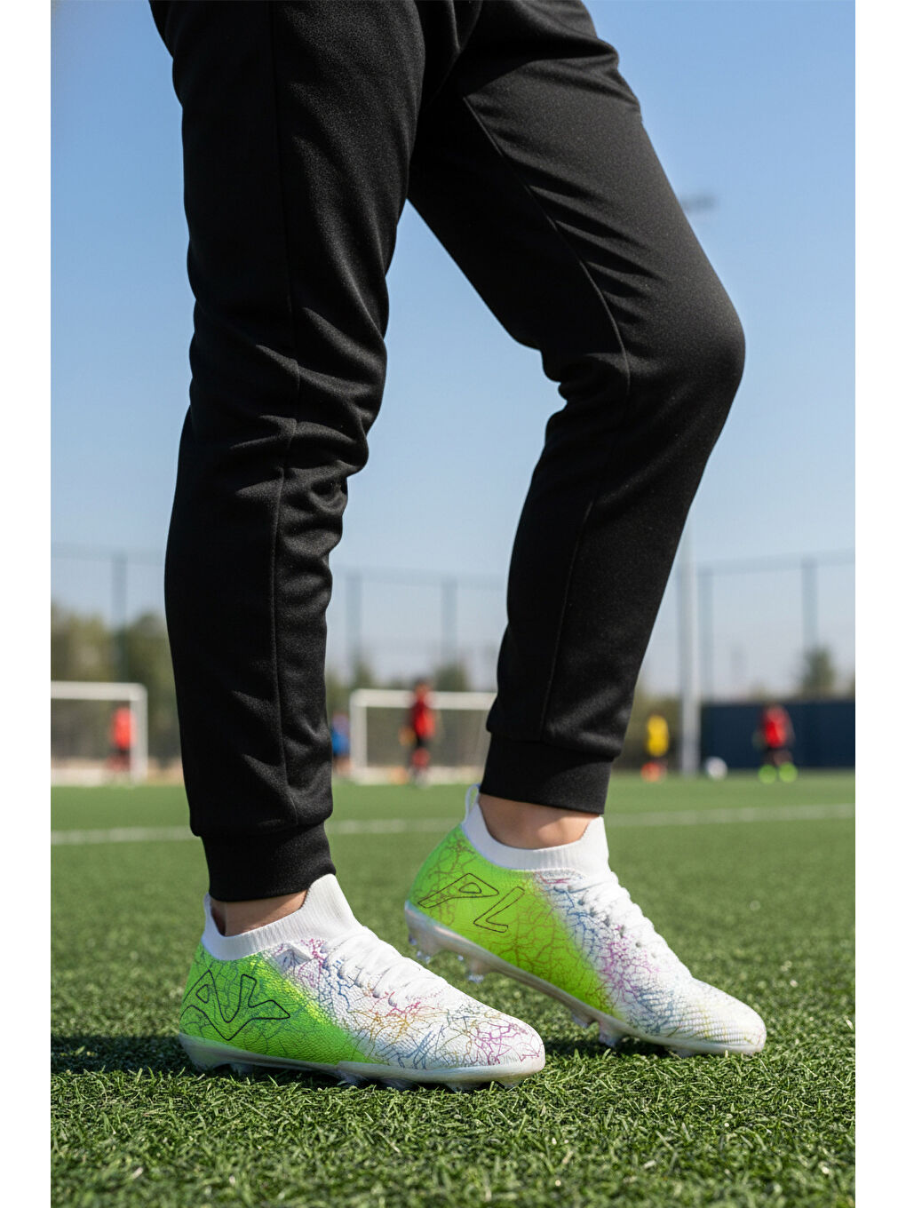 Beyaz Yeşil Bilekten Çoraplı Unisex Krampon GK-252-153 G