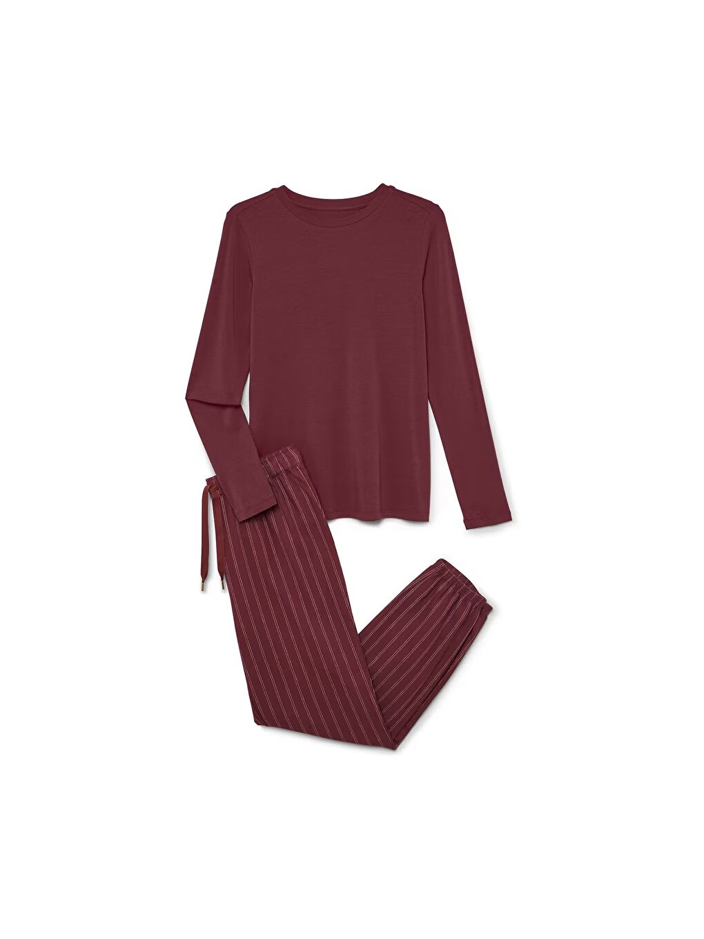 Bordo Kadın Pijama, Flanel/Jersey-2