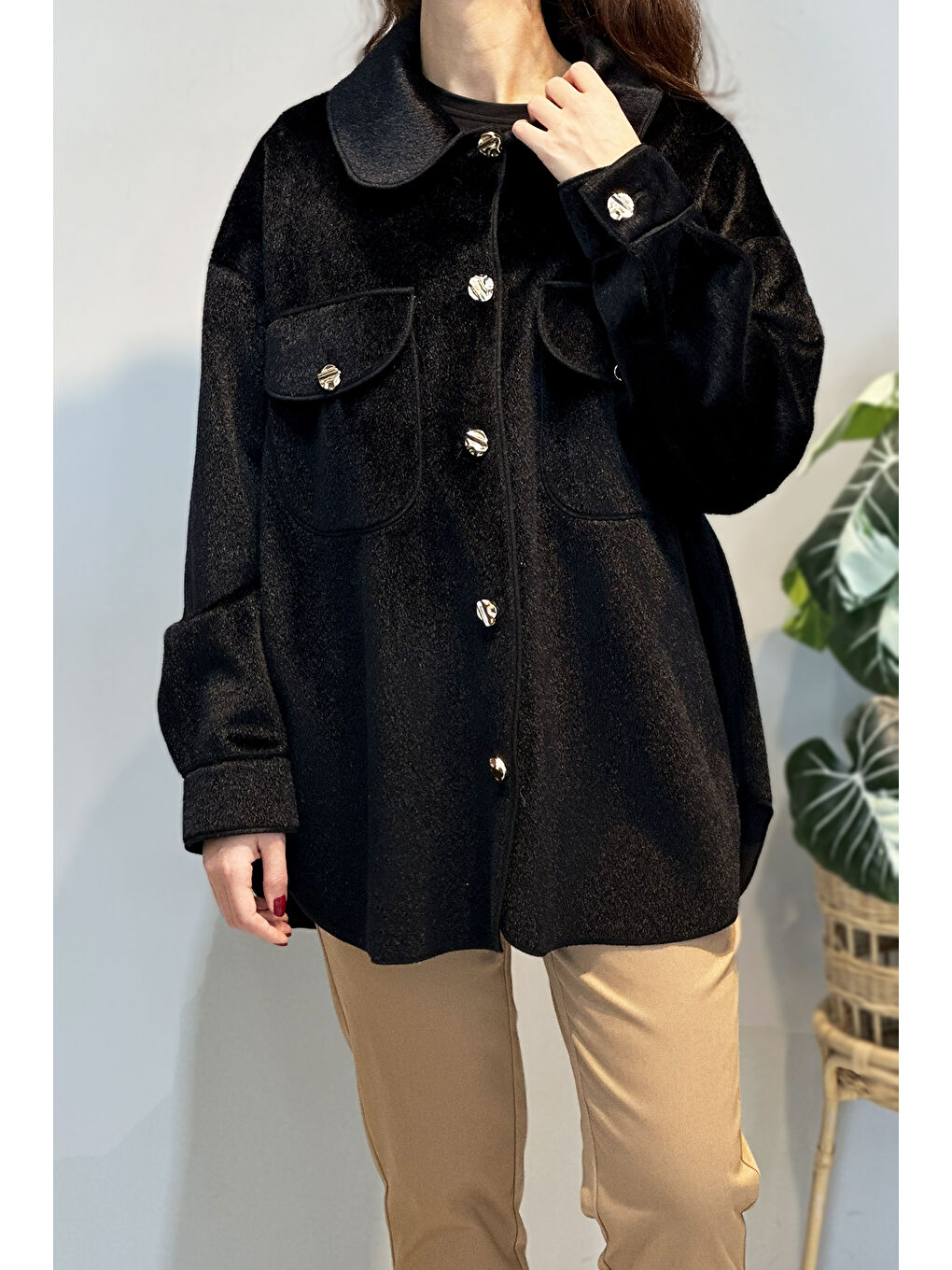 Cep ve Düğme Detaylı Ceket 35851 Siyah
