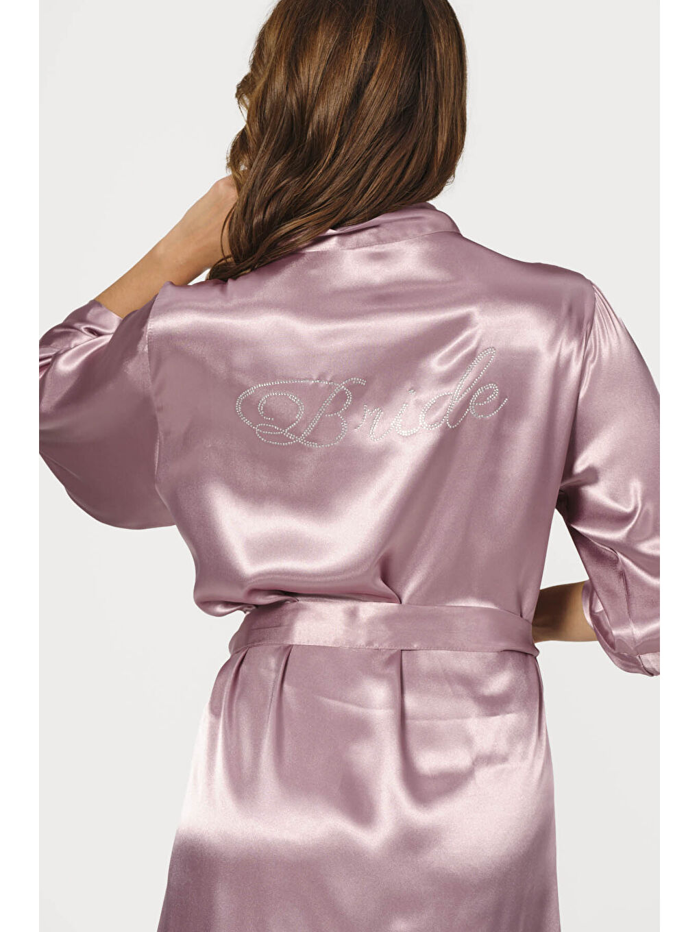 Bej Vizon Bride Saten Sabahlık-1