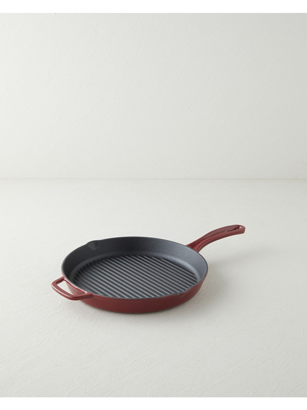 Hecha Demir Döküm Yuvarlak Grill Tava 28x4 cm Mat Bordo