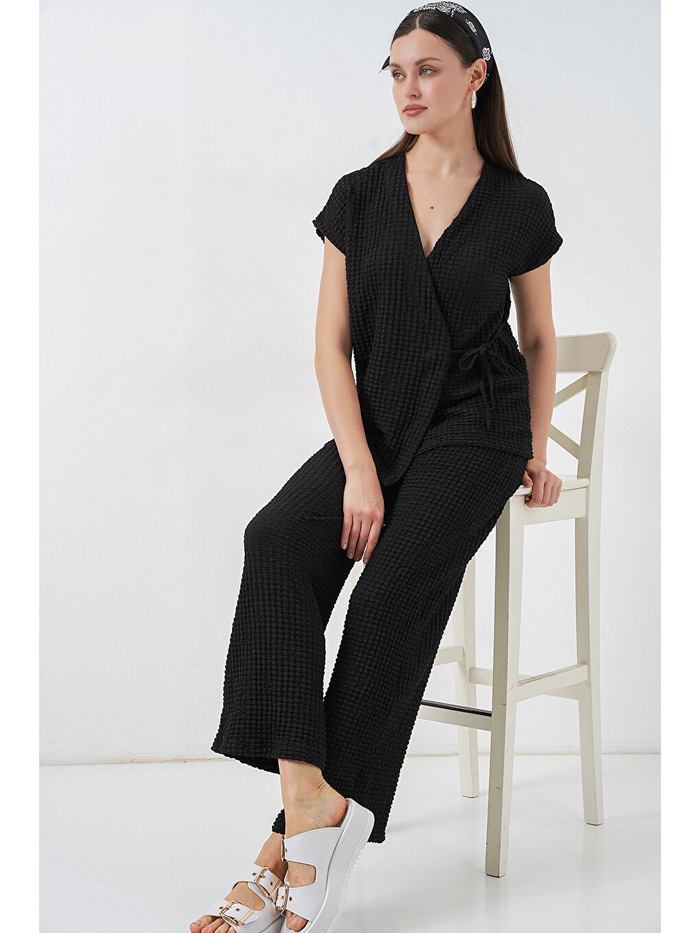 Kadın Örme İkili Takım 30064 - Siyah-1