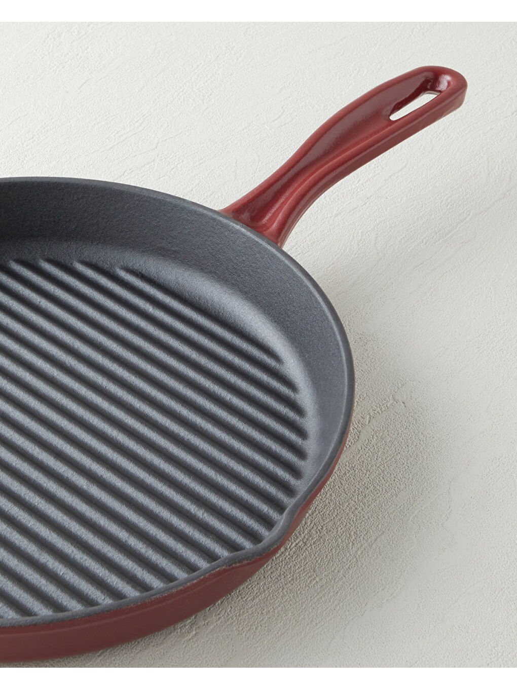 Hecha Demir Döküm Yuvarlak Grill Tava 28x4 cm Mat Bordo-1