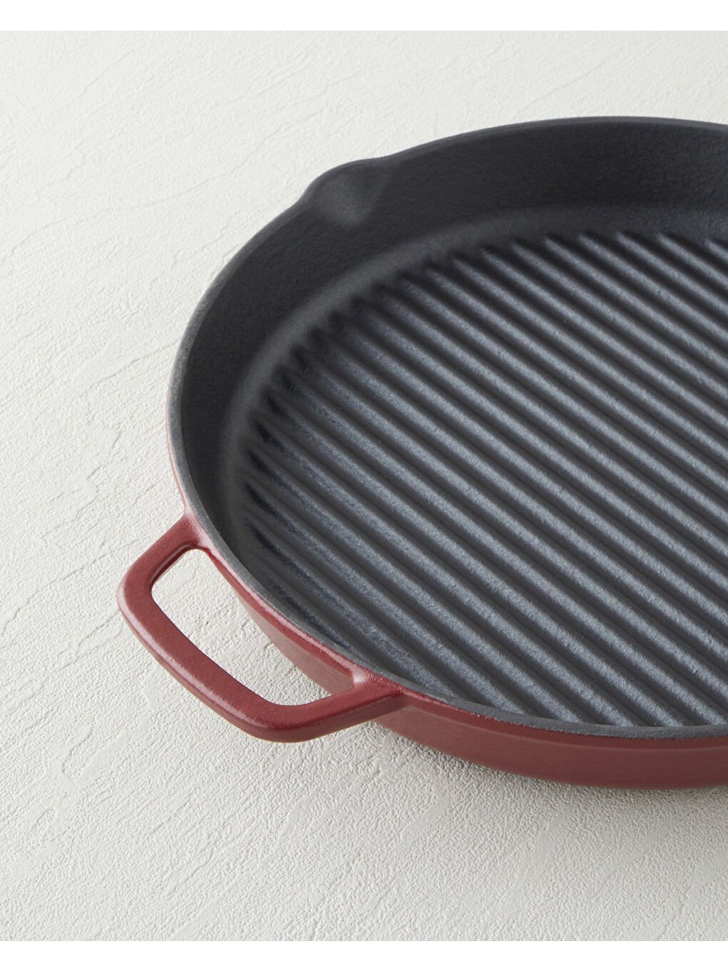 Hecha Demir Döküm Yuvarlak Grill Tava 28x4 cm Mat Bordo-2