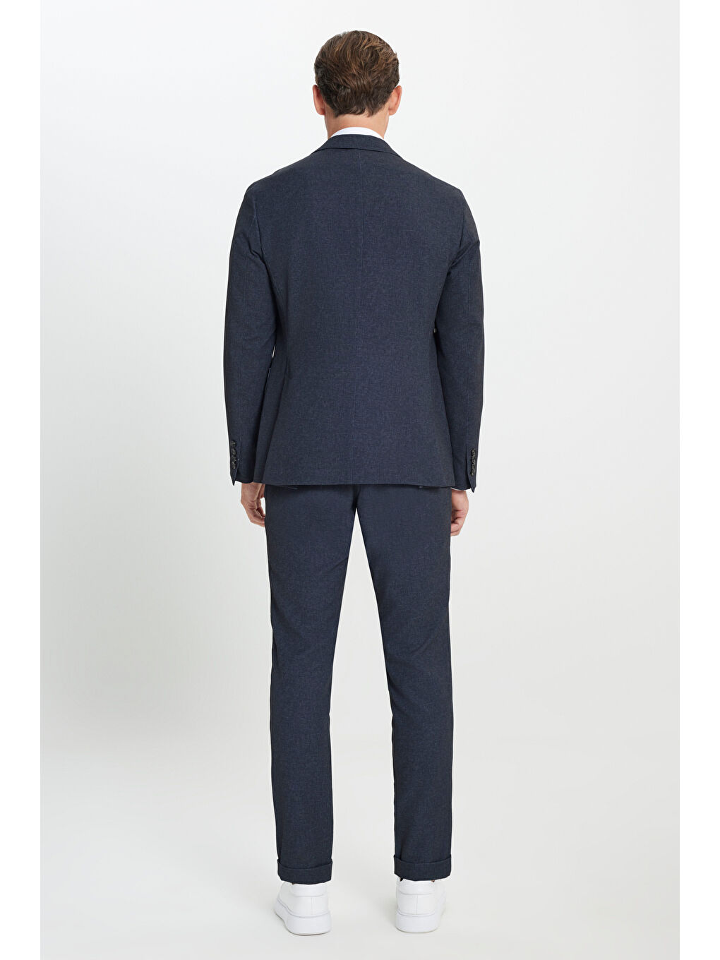 Erkek Antrasit Slim Fit Dar Kesim Mono Yaka Çizgili Takım Elbise-7