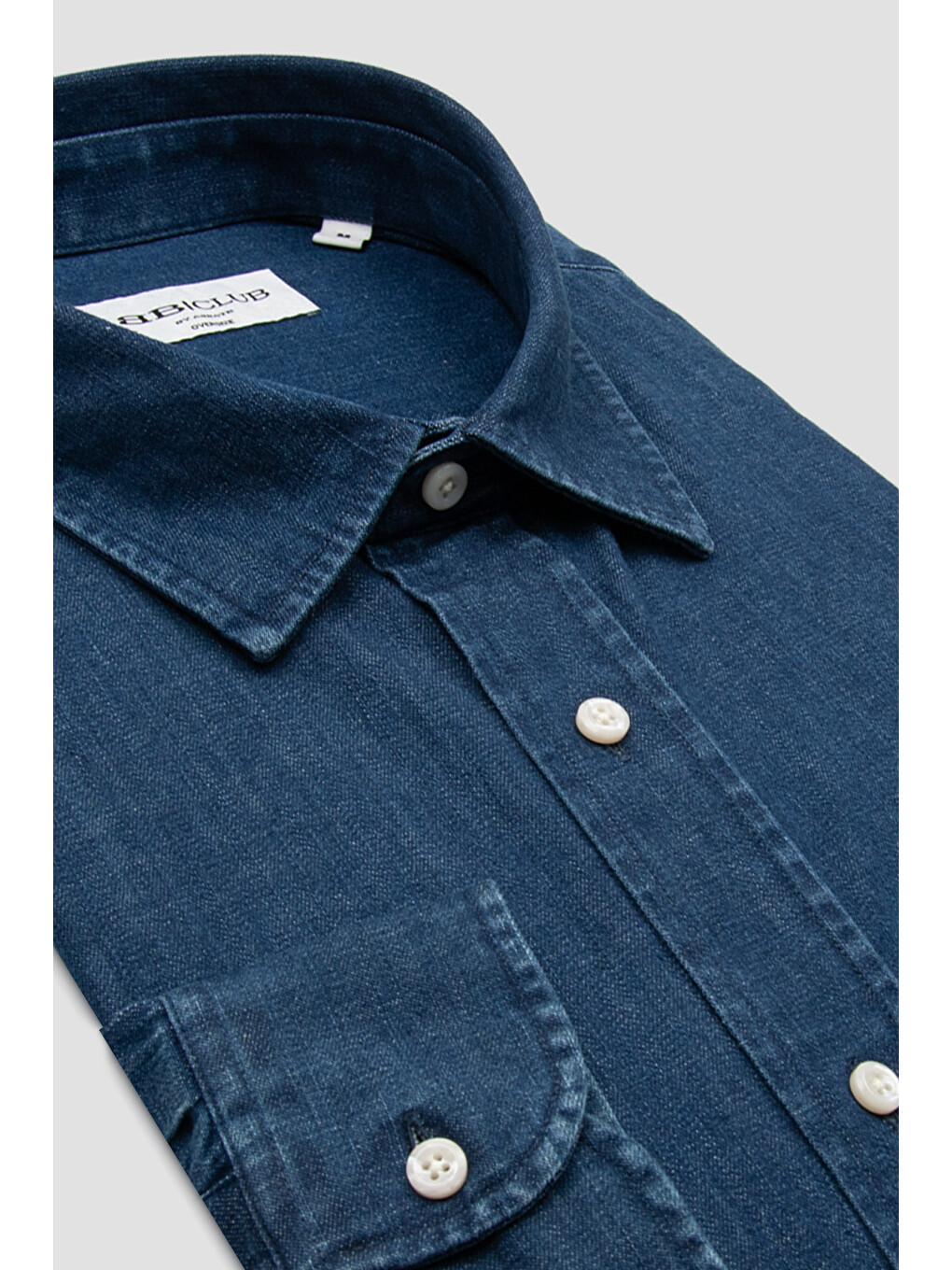 Rio Denim Pamuklu Oversize Fit Lacivert Klasik Yaka Erkek Düz Gömlek-1