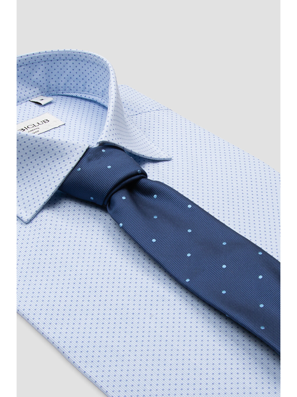 Oscar Poplin Pamuklu Slim Fit Açık Mavi Klasik Yaka Erkek Baskılı Gömlek-2