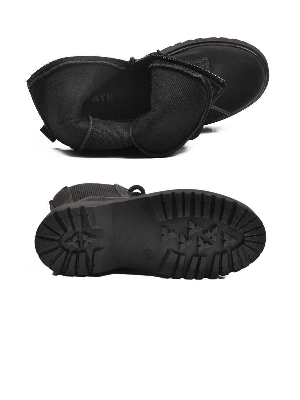 Siyah Zümrüt Polarlı Kaymaz Soğuğa Dirençli Deri Çocuk Bot Tuno 07 F-4