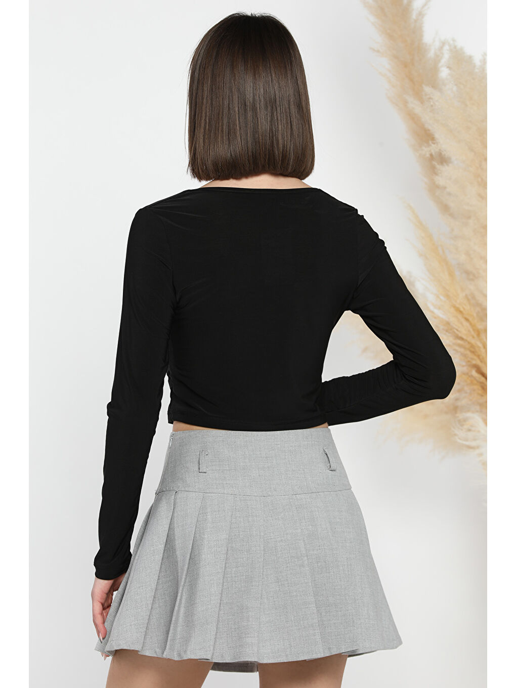 Siyah Kare Yaka Kadın Bluz-2