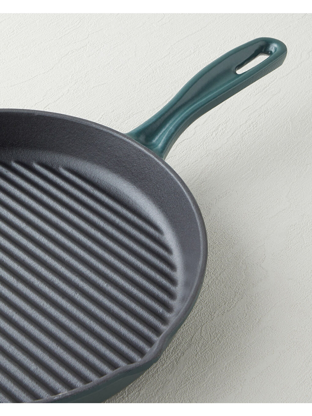 Hecha Demir Döküm Yuvarlak Grill Tava 28x4 cm Mat Yeşil-1