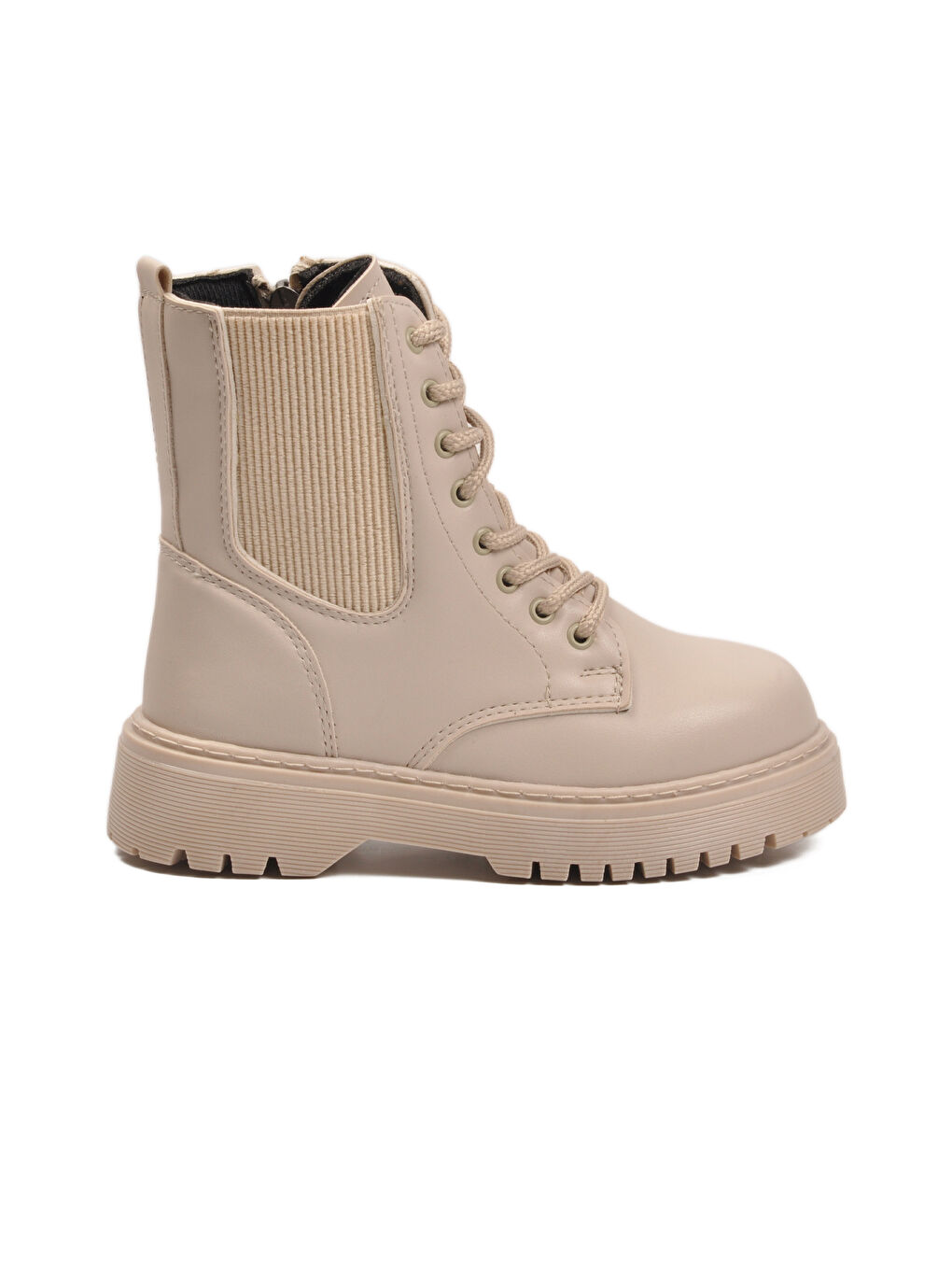 Bej Polarlı Kaymaz Soğuğa Dirençli Deri Çocuk Bot Tuno 07 F-1