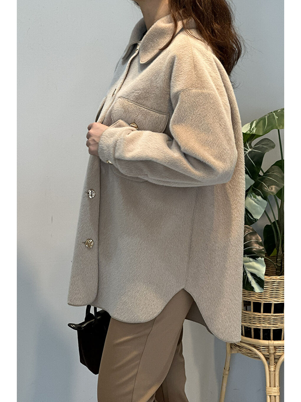 Cep ve Düğme Detaylı Ceket 35851 Bej-2