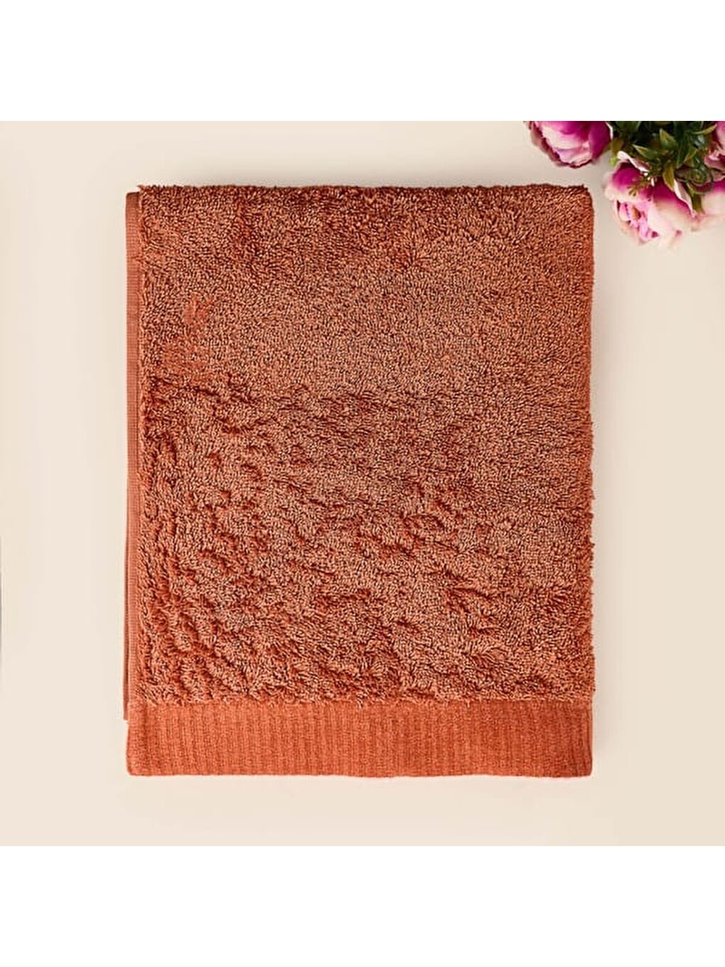 Kahverengi Soft Linen Yüz Havlusu - Kiremit - 50x90 cm