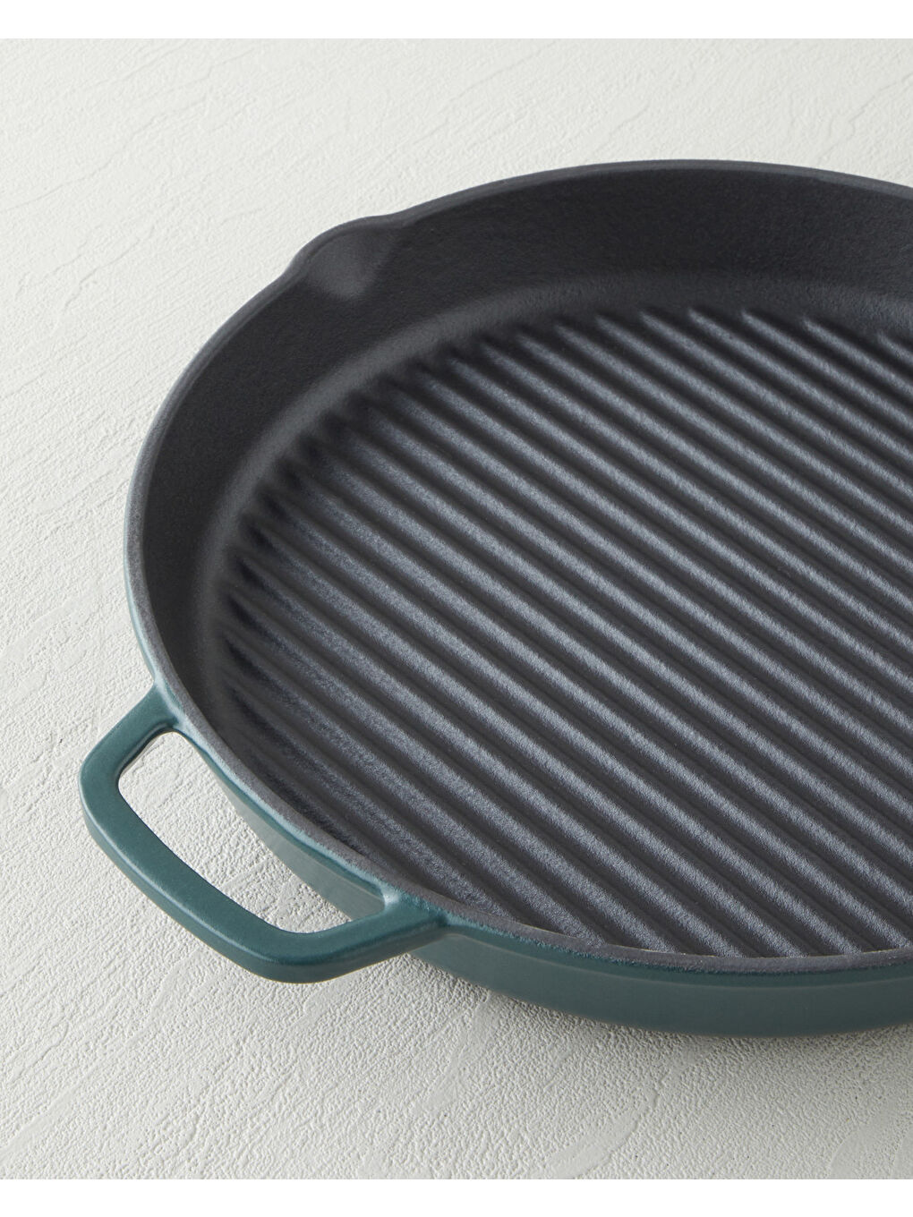 Hecha Demir Döküm Yuvarlak Grill Tava 28x4 cm Mat Yeşil-2