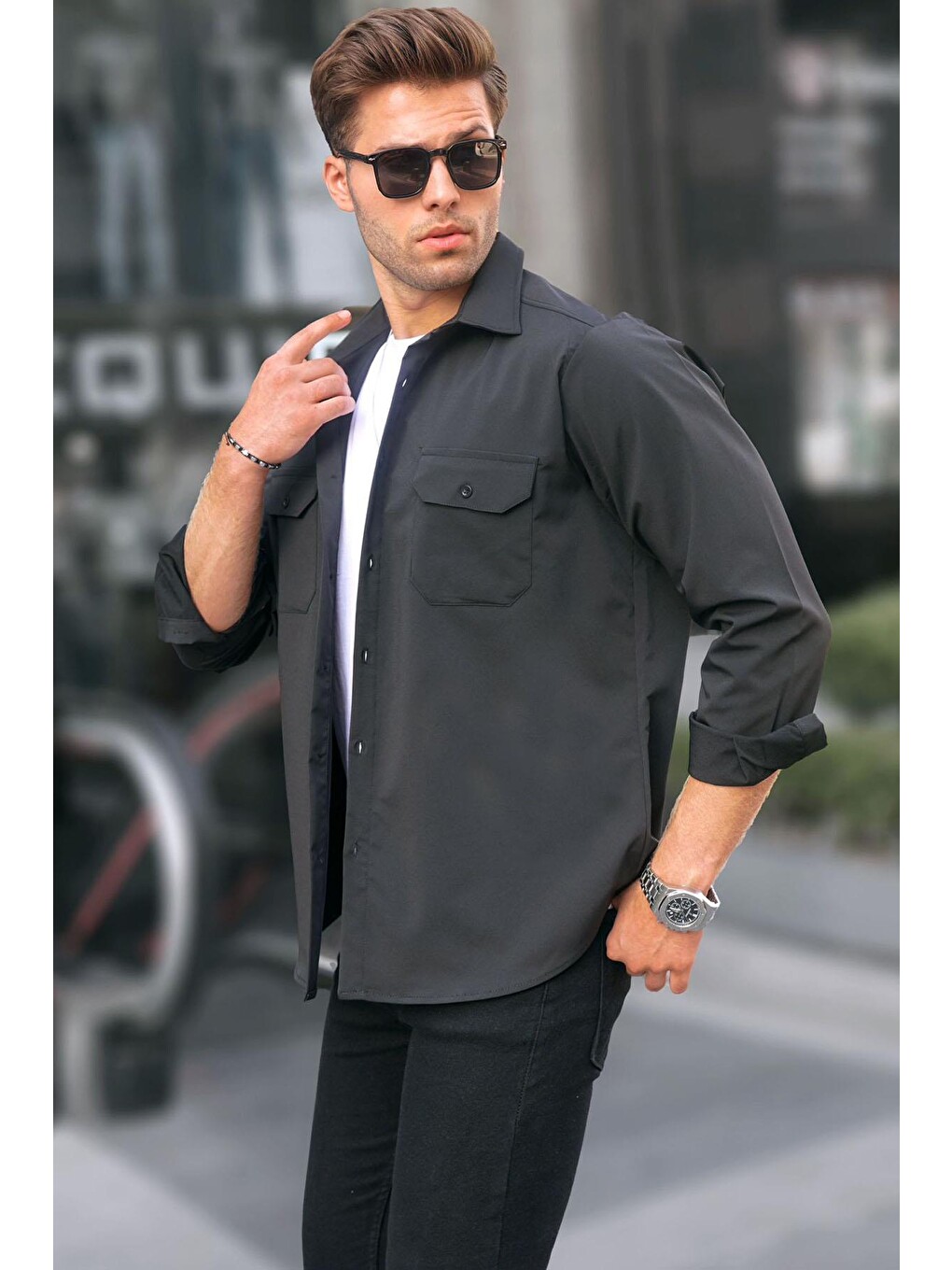 Siyah Basic Regular Fit Erkek Gömlek 6716