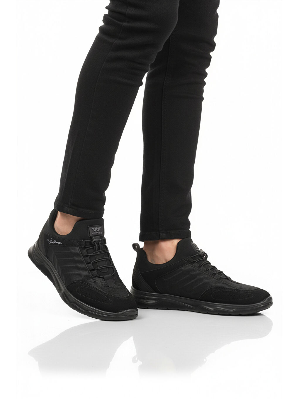 Siyah Elastik Bağcıklı Hafif Esnek Erkek Spor Ayakkabı Dong 2534 M