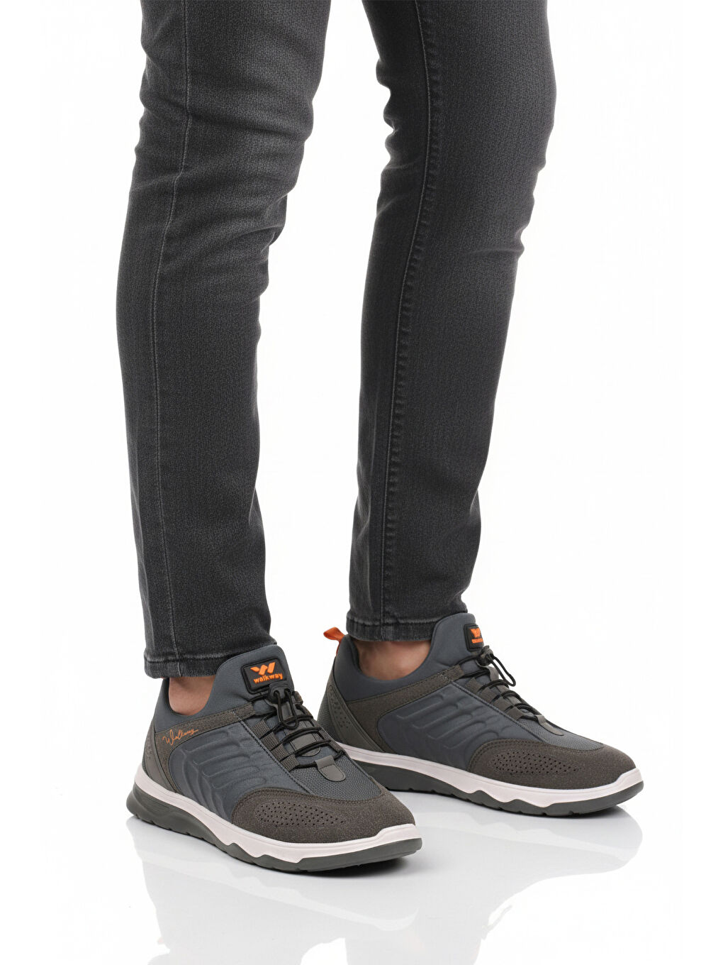 Gri Füme Elastik Bağcıklı Hafif Esnek Erkek Spor Ayakkabı Dong 2534 M