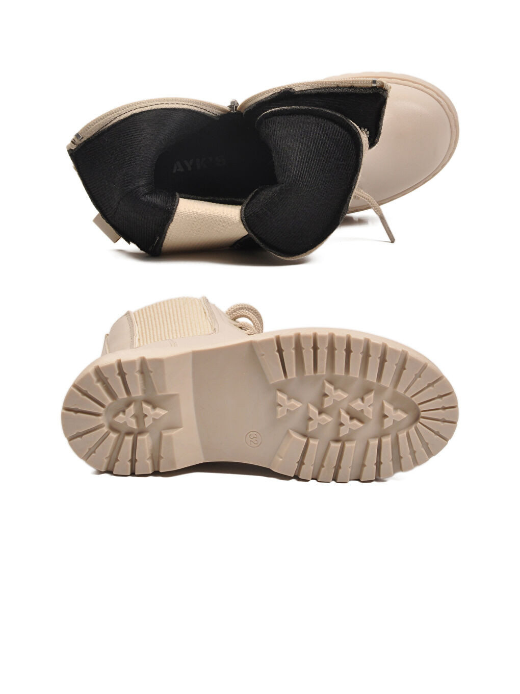 Bej Polarlı Kaymaz Soğuğa Dirençli Deri Çocuk Bot Tuno 07 F-4