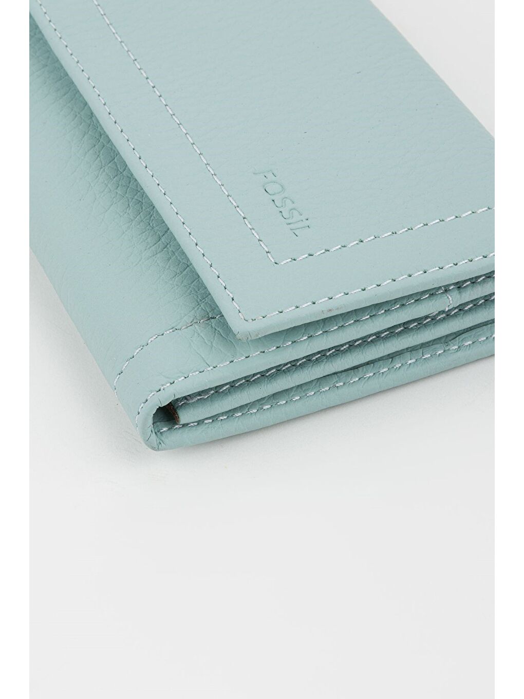 Kutulu Hakiki Deri Buz Mavi Kadın El Portföyü Uzun Cüzdan-4