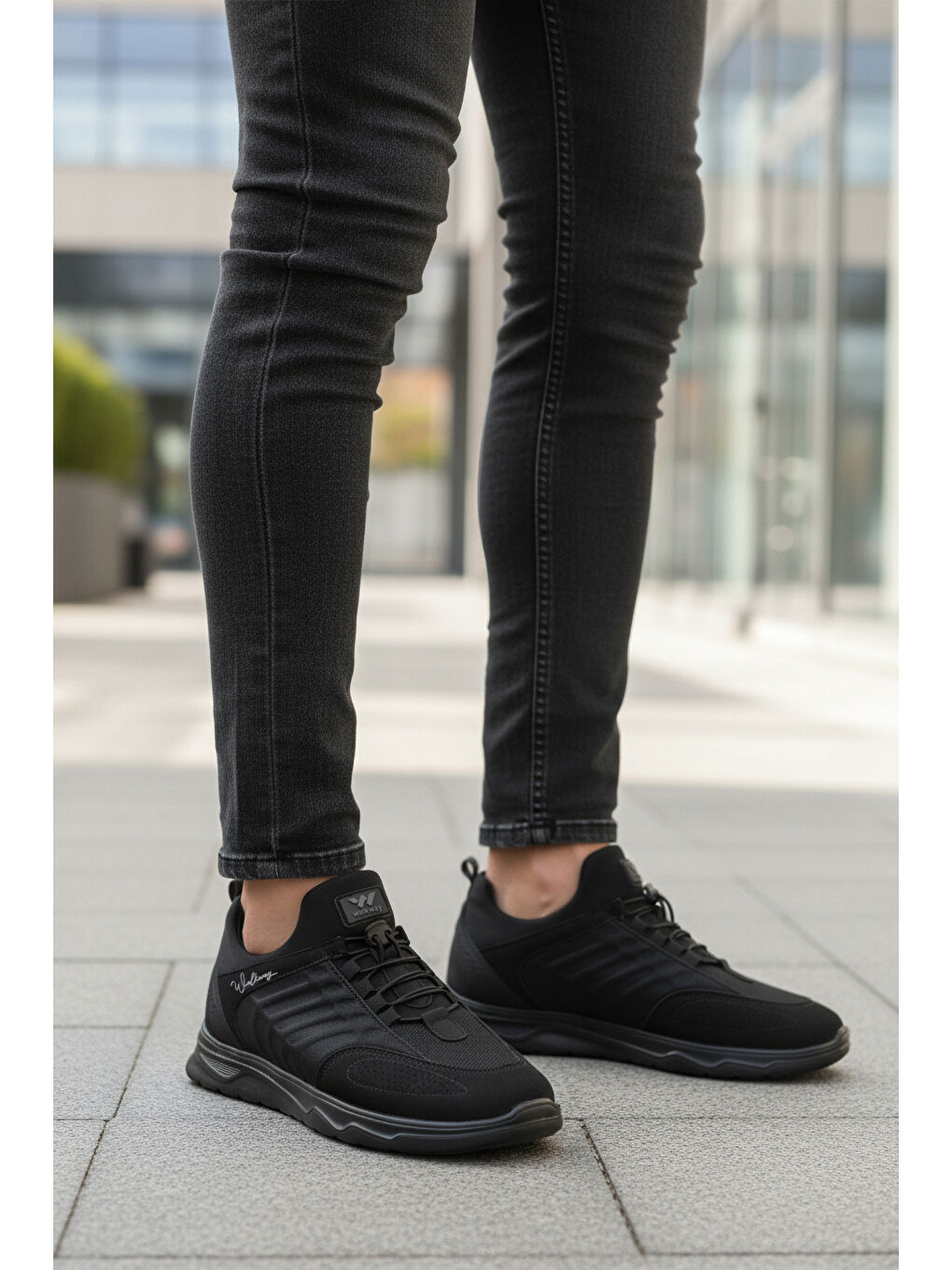 Siyah Elastik Bağcıklı Hafif Esnek Erkek Spor Ayakkabı Dong 2534 M-2