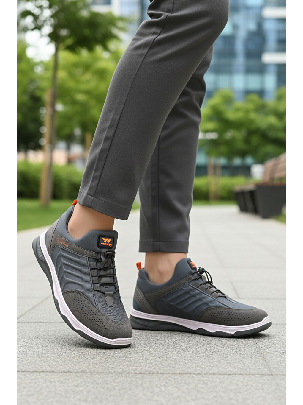 Gri Füme Elastik Bağcıklı Hafif Esnek Erkek Spor Ayakkabı Dong 2534 M-2