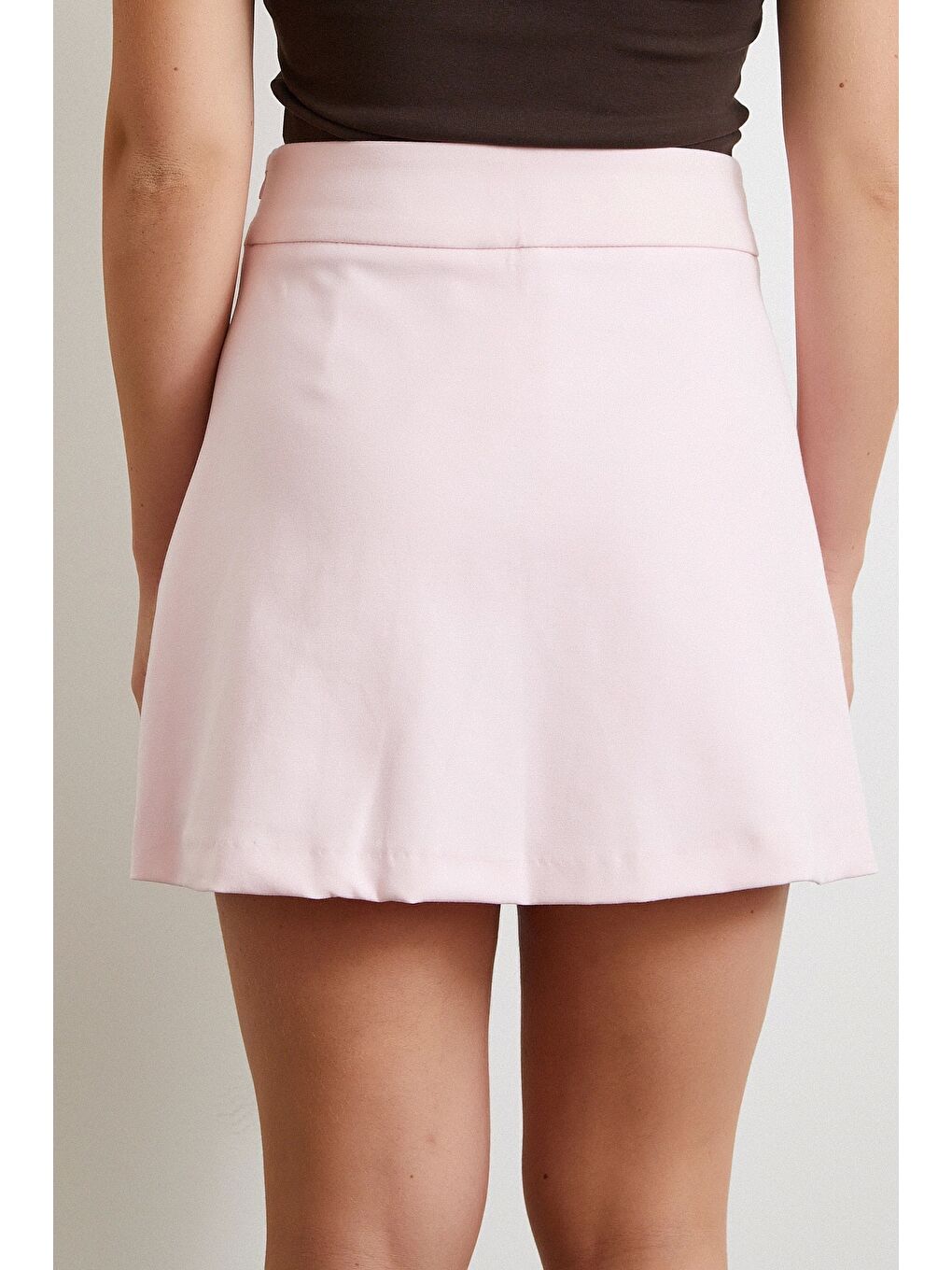 Yırtmaçlı Şort Etek Pembe-5