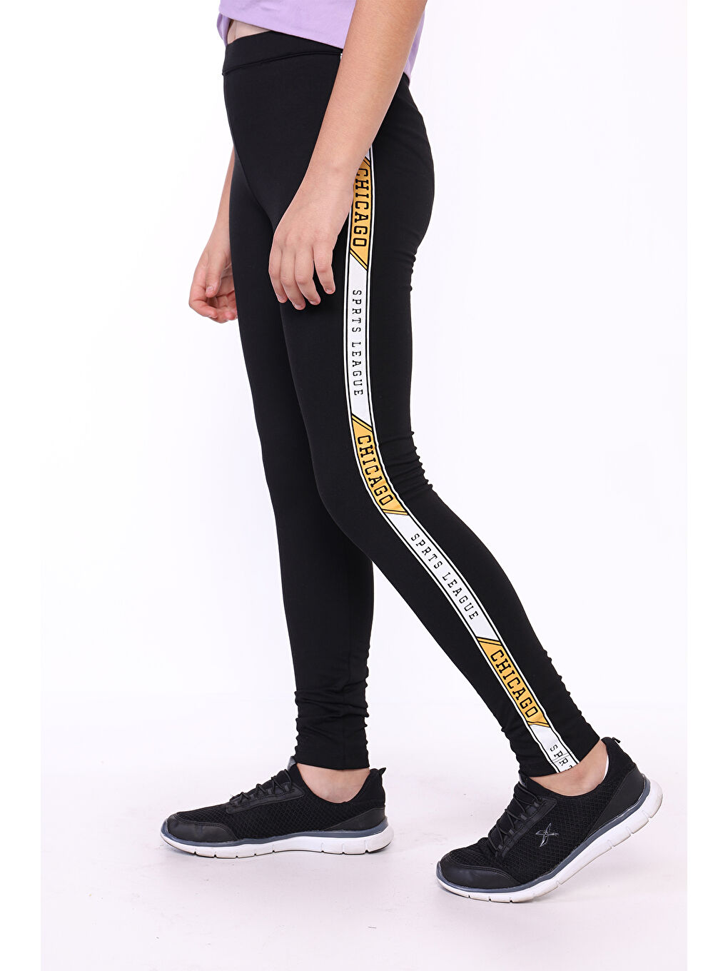 Siyah Kız Çocuk Baskılı Tayt-3