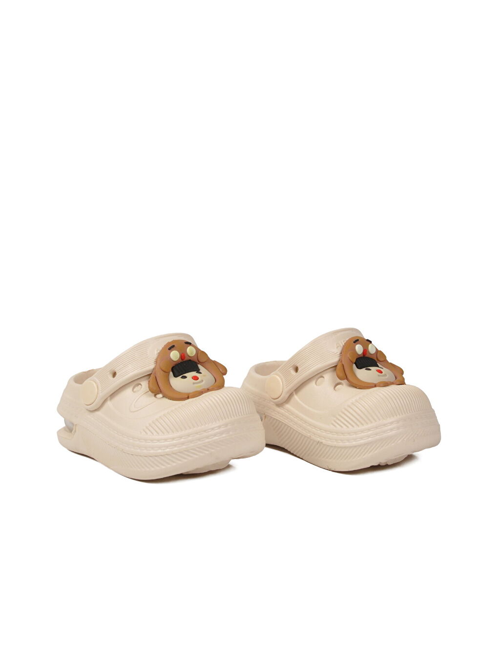 Ekru Eva Hafif Esnek Unisex Çocuk Sabo Terlik 2316 B-P-1