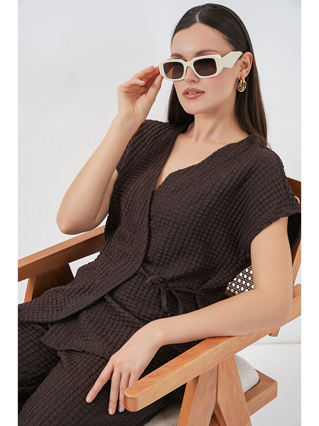 Kadın Örme İkili Takım 30064 - Kahverengi-2