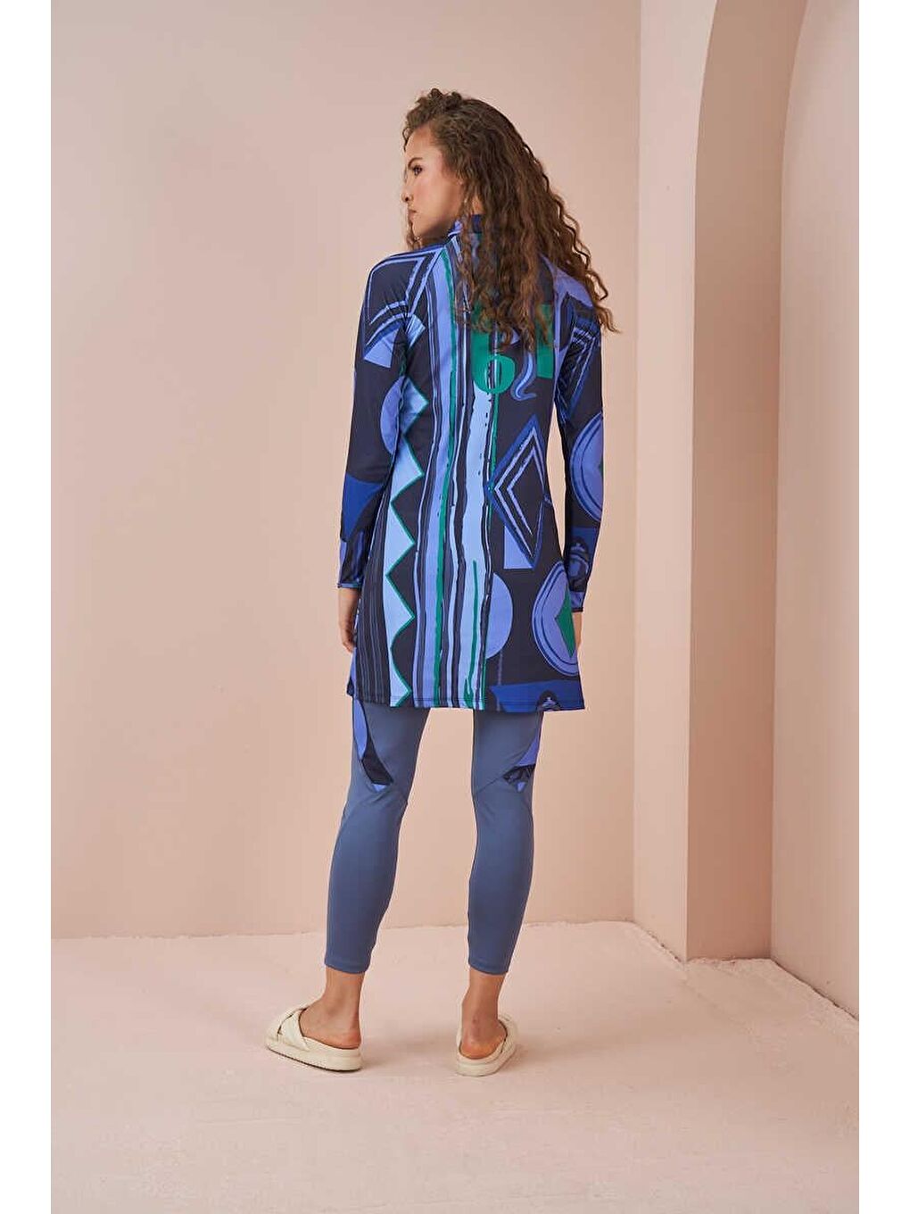 Etnik Performans Tesettür Mayo Takımı İndigo-5