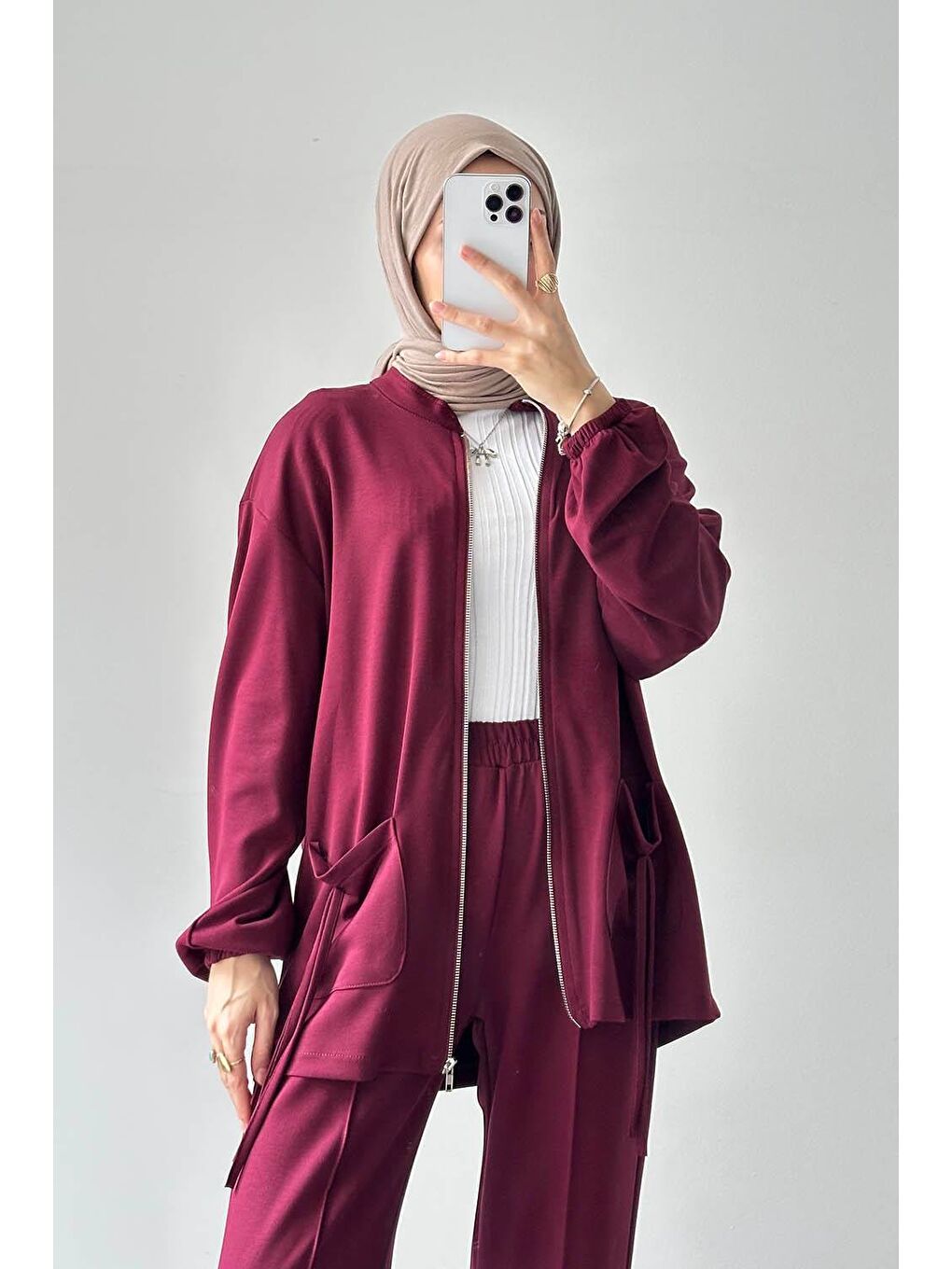 Biyeli Cepli İkili Takım Bordo-2