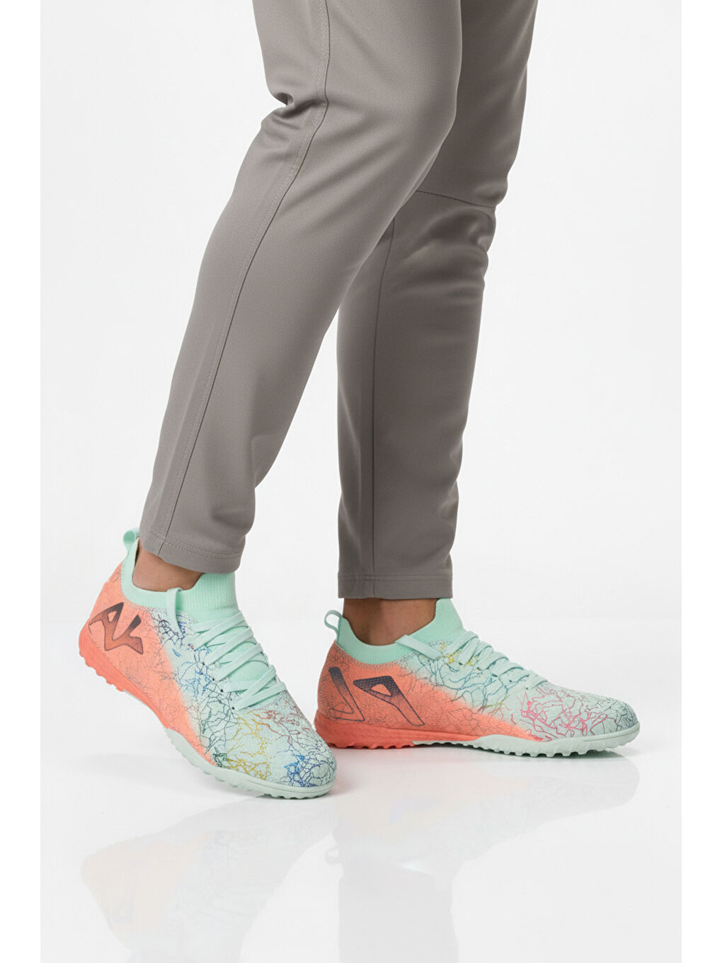 Yeşil Mint Somon Bilekten Lastikli Unisex Halı Saha Ayakkabısı GH-252-153 G