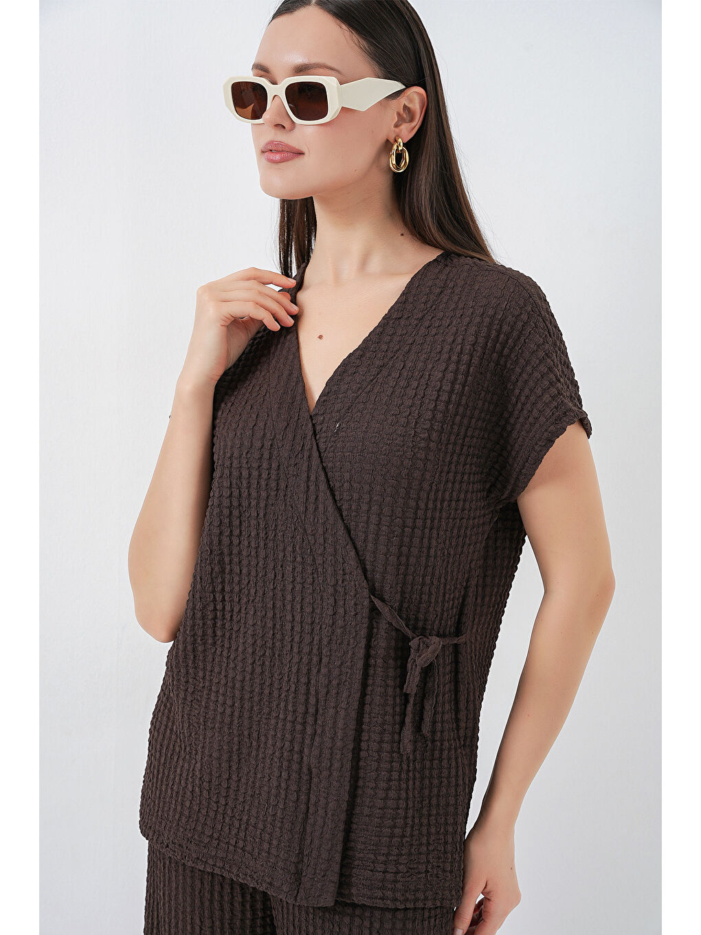 Kadın Örme İkili Takım 30064 - Kahverengi-4