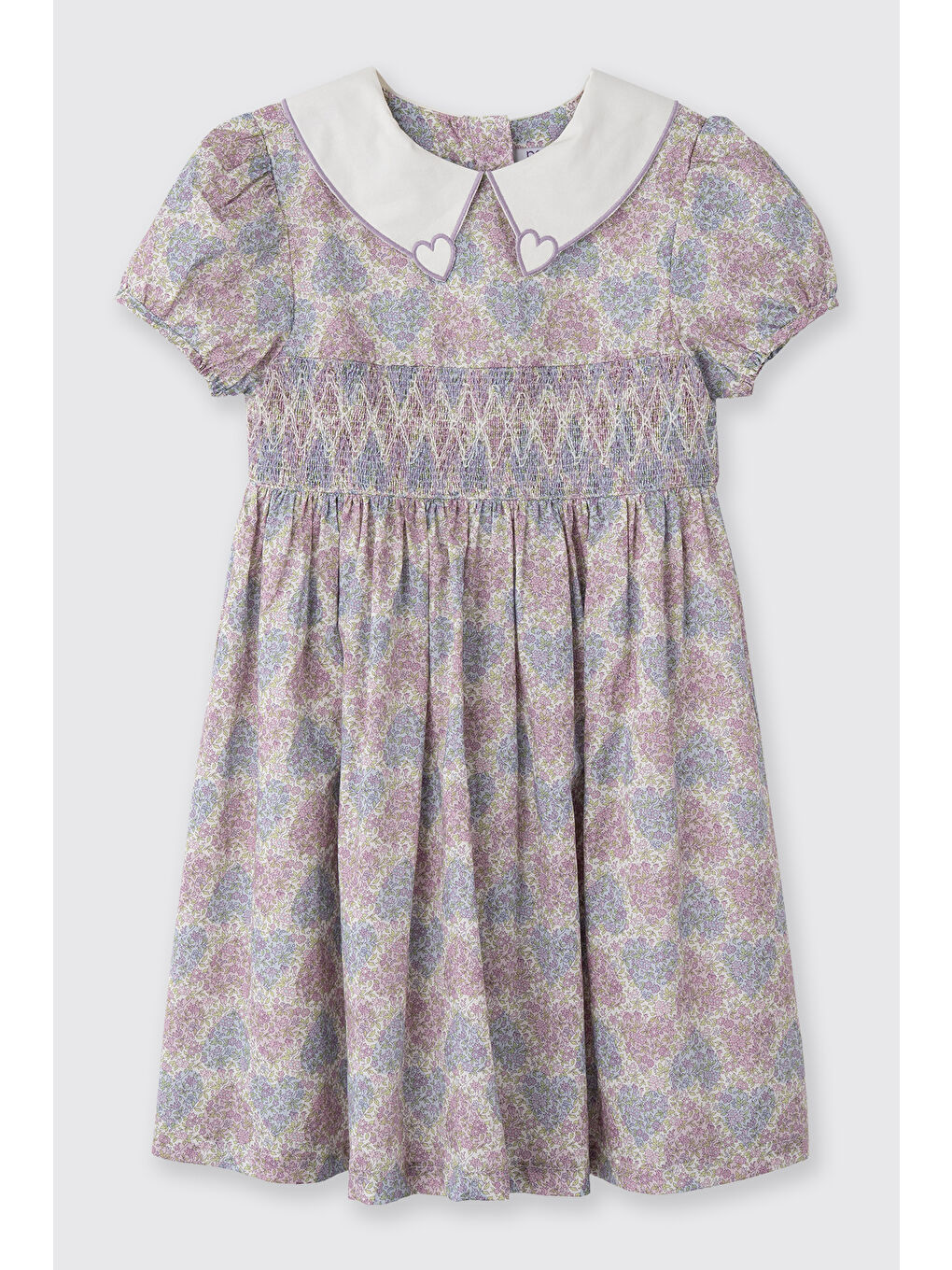 Lila Liberty Kumaş Çiçek Desenli Kız Çocuk Elbise-2