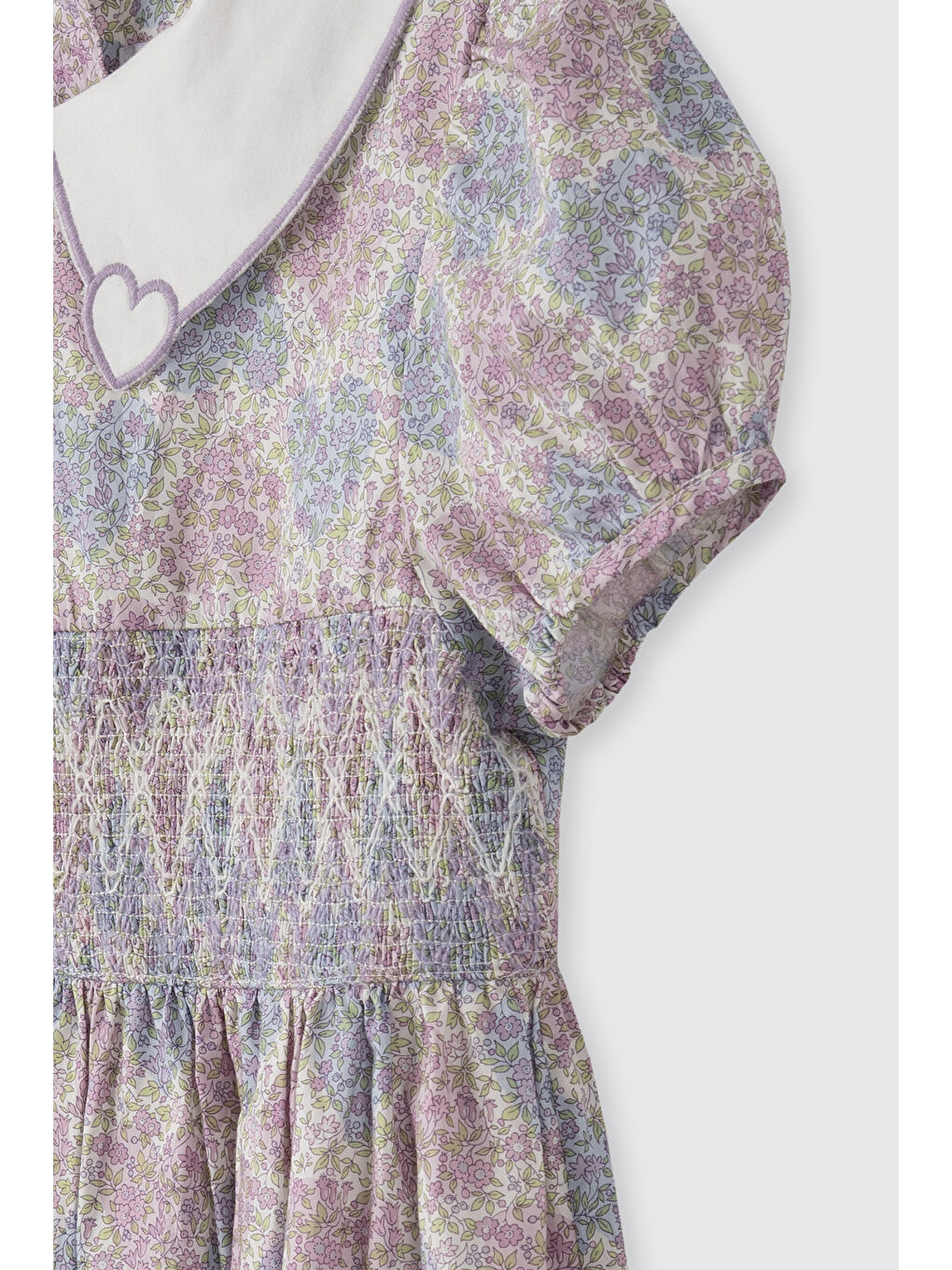 Lila Liberty Kumaş Çiçek Desenli Kız Çocuk Elbise-4