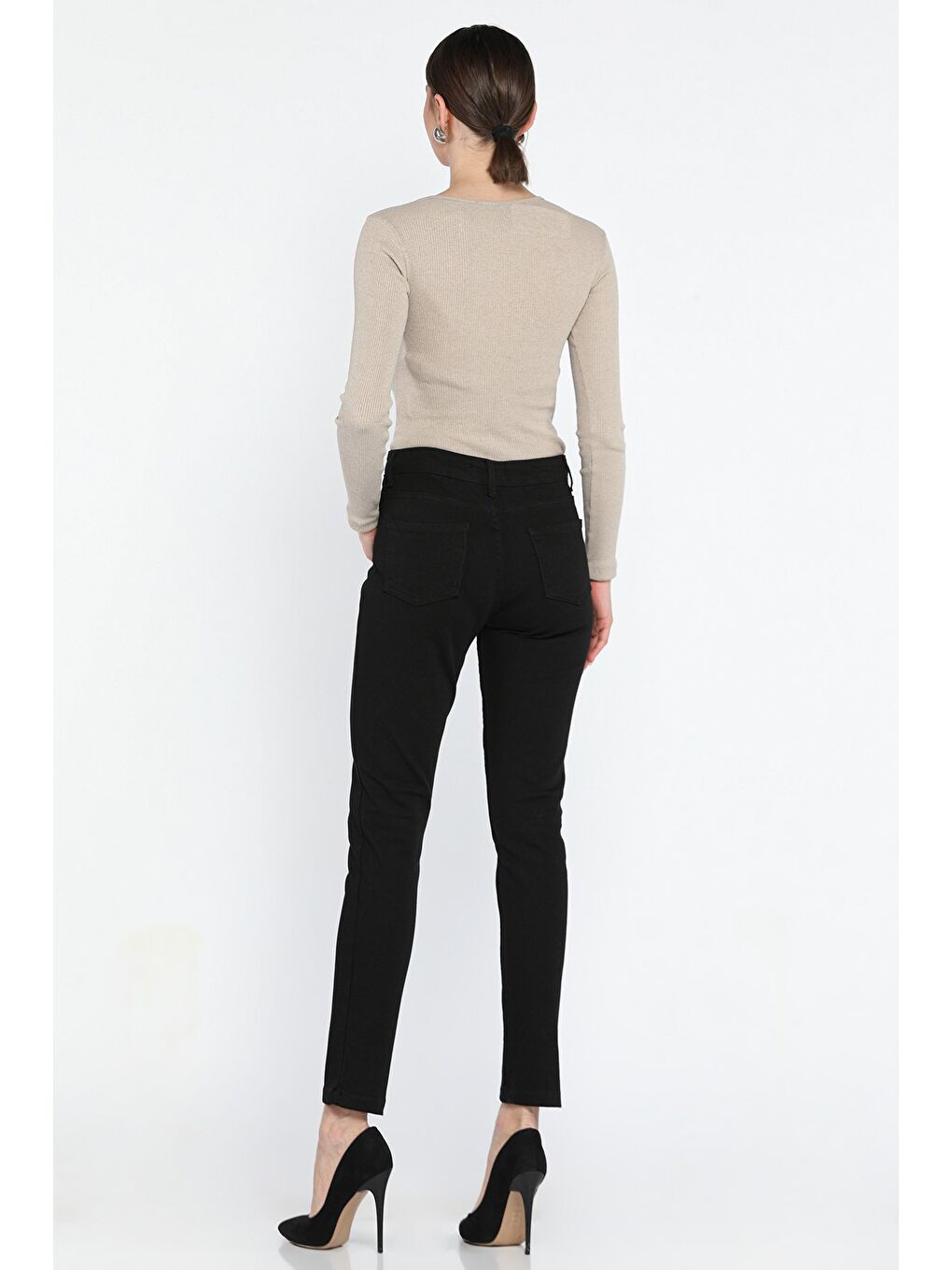 Gülseli Siyah Yüksek Bel Elastanlı Kadın Slim Fit Jean Pantolon - 2