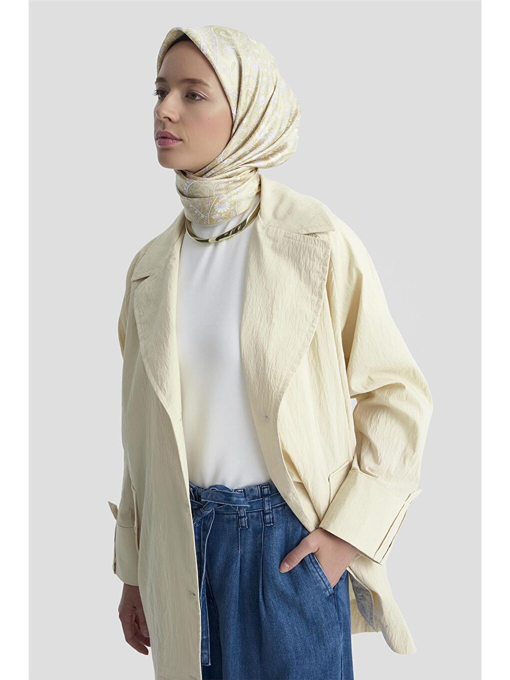 Bej Pamuk Karışımlı Ceket 25Kd4009 Kum